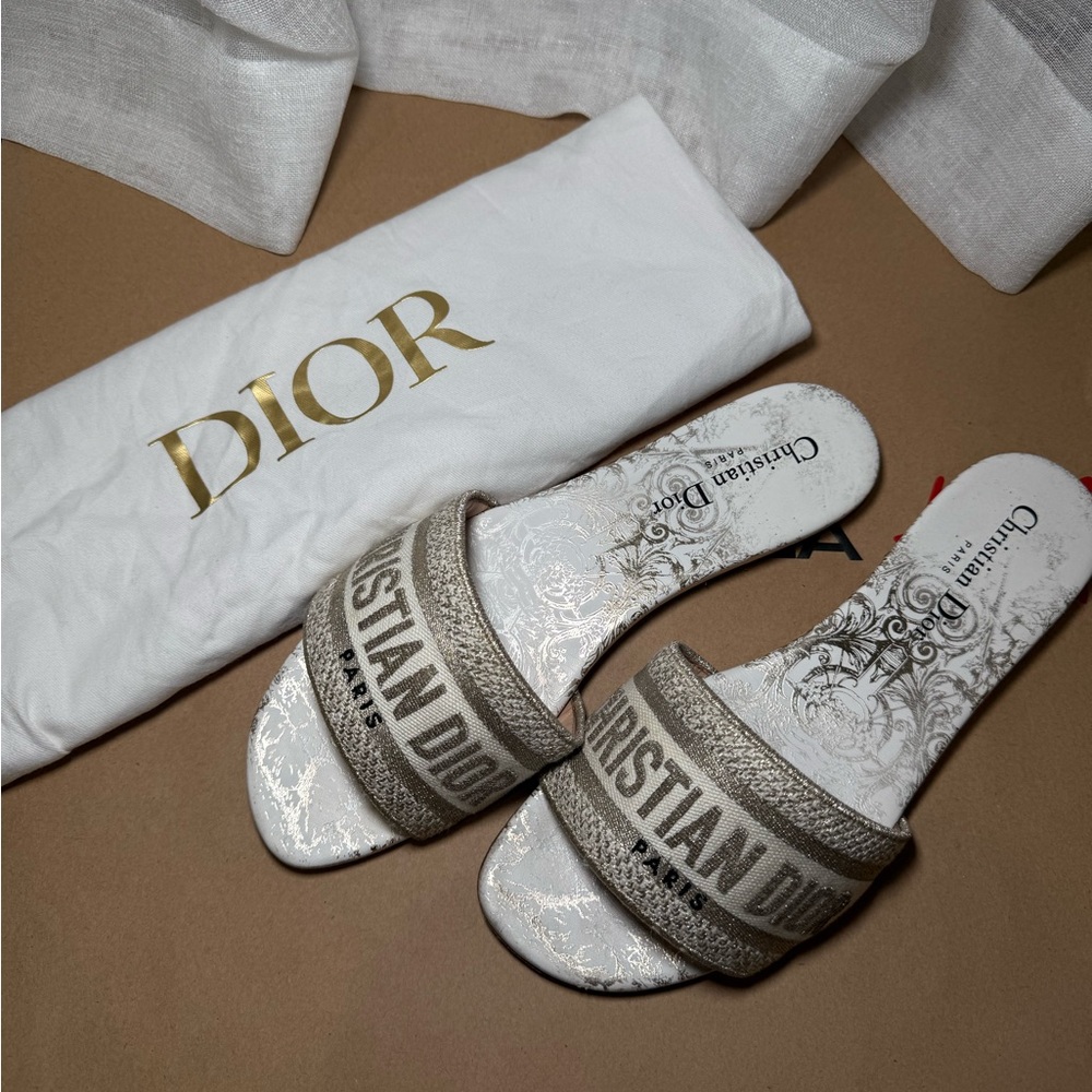 Christian Dior Dway Slides Toile de Jouy Beige EU 38 US 7.5–8 - Picture 3 of 8